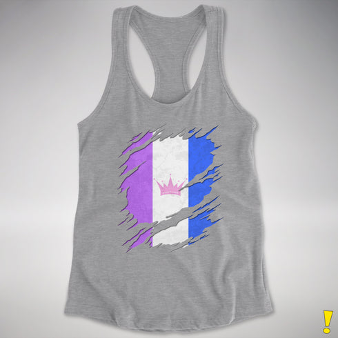 Drag Pride Flag Ripped Reveal Racerback Tank