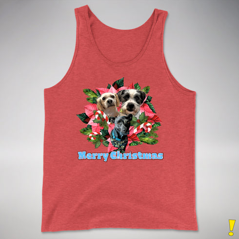 Custom Holiday Poinsettia Premium Tank Top - Red Triblend