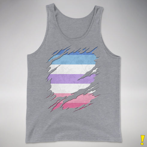 Bigender Pride Flag Ripped Reveal Premium Tank Top