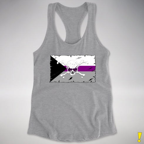 Demisexual Pride Pirate Flag Racerback Tank - Heather Grey