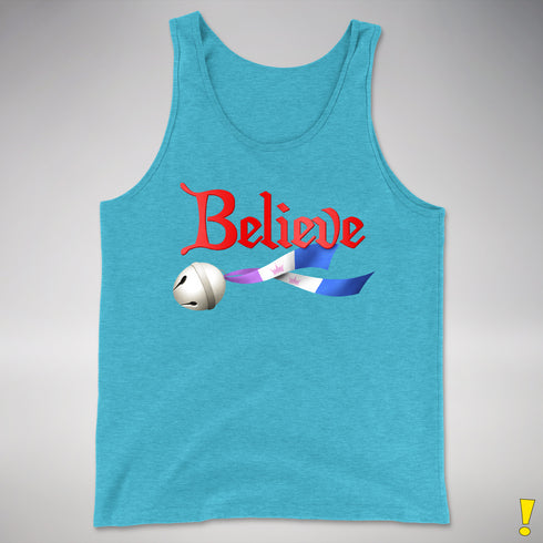 Believe Drag Pride Flag Jingle Bell Premium Tank Top - Aqua Triblend