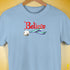 Believe Gay Male Pride Flag Jingle Bell Premium Unisex T-Shirt - Baby Blue