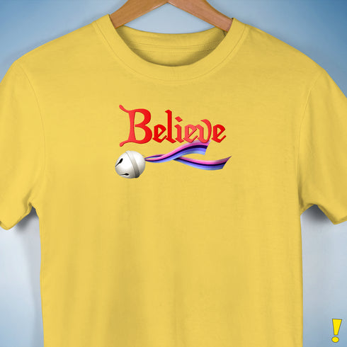 Believe Omnisexial Pride Flag Jingle Bell Premium Unisex T-Shirt - Yellow