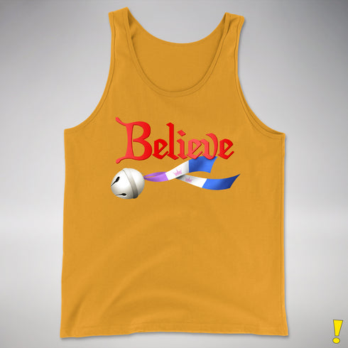 Believe Drag Pride Flag Jingle Bell Premium Tank Top - Gold