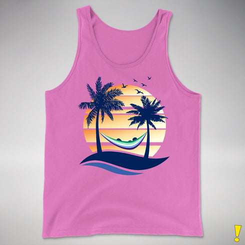 Gay Male Pride Hammock Summer Beach Sunset Premium Tank Top