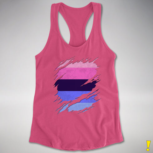 Omnisexual Pride Flag Ripped Reveal Racerback Tank