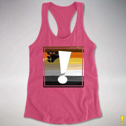 Bear Pride Flag Exclamation Point Racerback Tank - Hot Pink