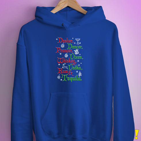 Santa's Reindeer and Drinks Hoodie - Royal Blue
