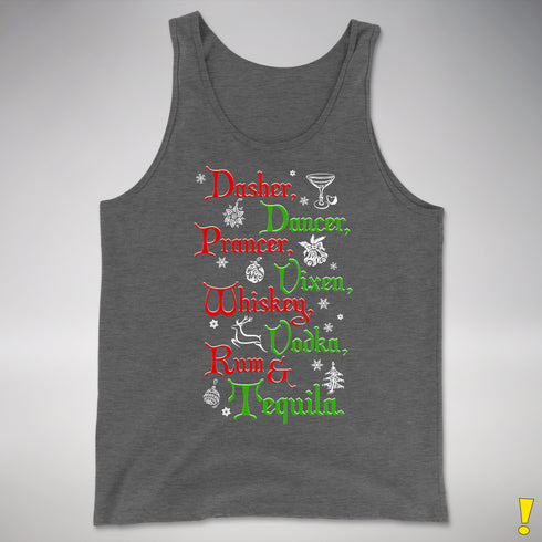 Santa's Reindeer and Drinks Tank Top - Deep Heather