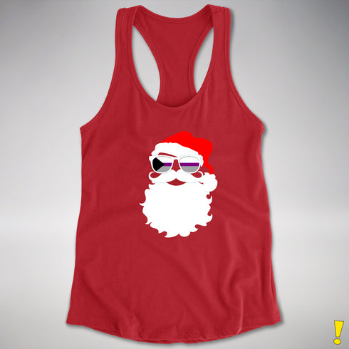 Santa’s Demisexual Pride Flag Shades Racerback Tank - Red