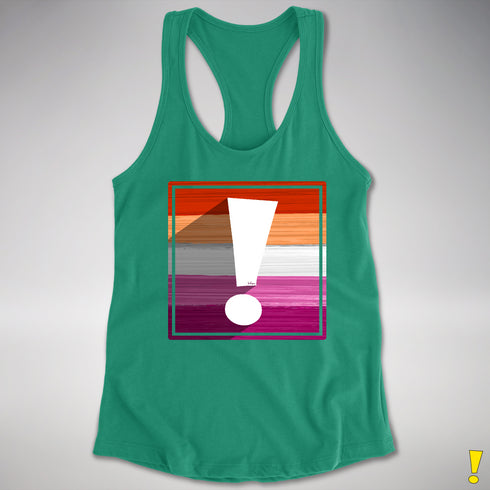 Lesbian Pride Flag Exclamation Point Racerback Tank