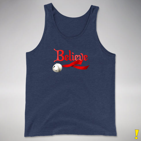Believe Jingle Bell Premium Tank Top - Navy Heather