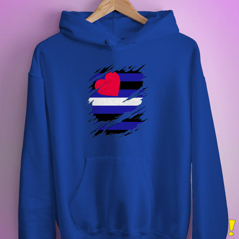 Leather Pride Flag Ripped Reveal Hoodie