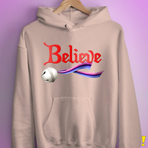 Believe Omnisexial Pride Flag Jingle Bell Hoodie - Light Pink