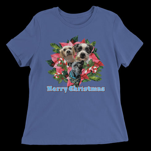 Custom Holiday Joy T-Shirt Women's Relaxed Tee - Royal Blue