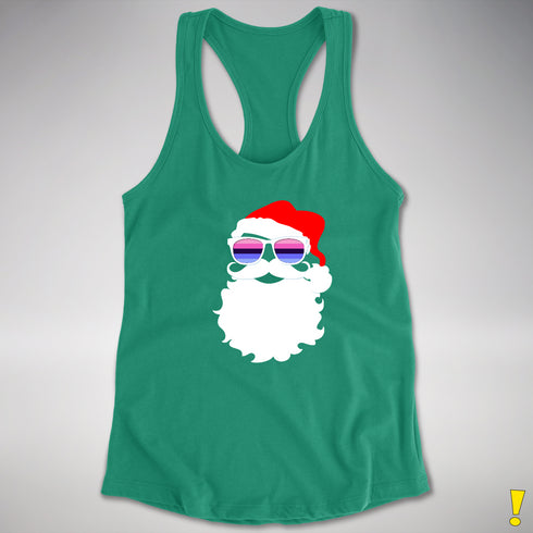 Santa’s Omnisexual Pride Flag Shades Racerback Tank - Kelly Green