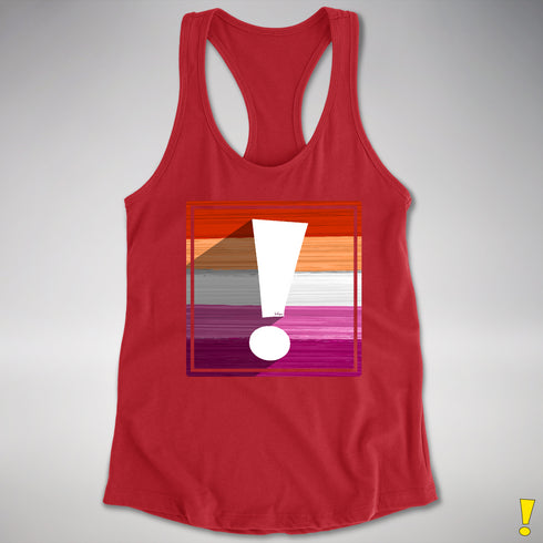 Lesbian Pride Flag Exclamation Point Racerback Tank