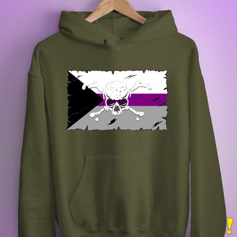 Demisexual Pride Pirate Flag Hoodie - Army