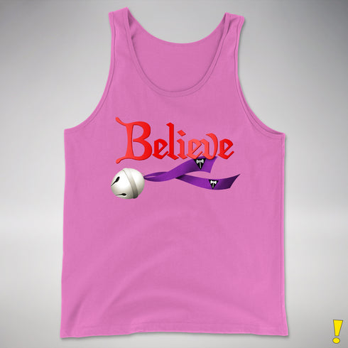 Believe Lesbian Labrys Pride Flag Jingle Bell Premium Tank Top - Neon Pink