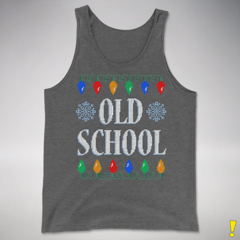 Old School Ugly Christmas Sweater Tank Top - Deep Heather