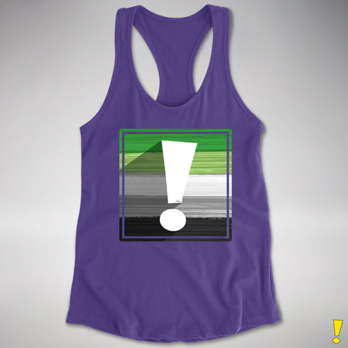 Aromantic Pride Flag Exclamation Point Racerback Tank - Purple