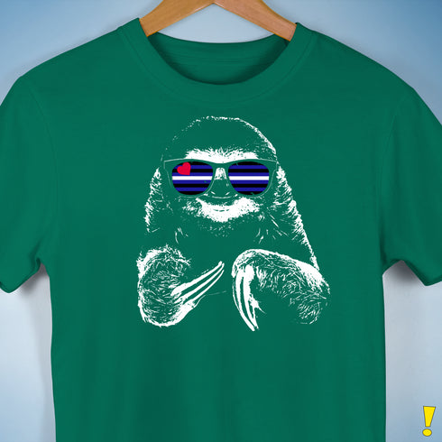 Pride Sloth Leather Flag Sunglasses Premium Unisex T-Shirt