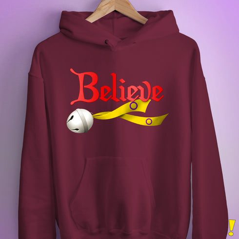 Believe Intersex Pride Flag Jingle Bell Hoodie - Maroon