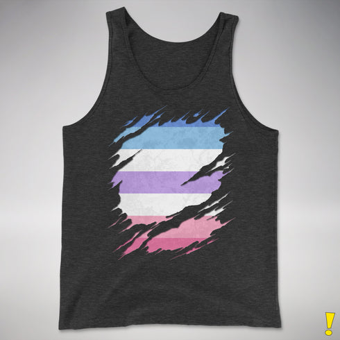 Bigender Pride Flag Ripped Reveal Premium Tank Top