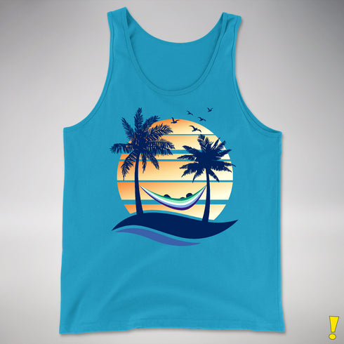 Gay Male Pride Hammock Summer Beach Sunset Premium Tank Top
