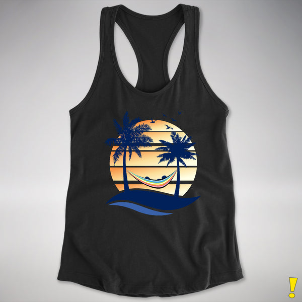 Queer Pride Hammock Summer Beach Sunset Racerback Tank