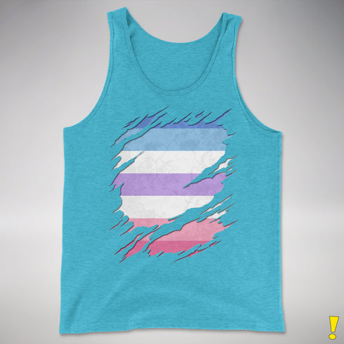 Bigender Pride Flag Ripped Reveal Premium Tank Top