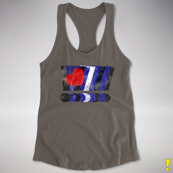 Distressed Leather Pride Exclamation Points Racerback Tank