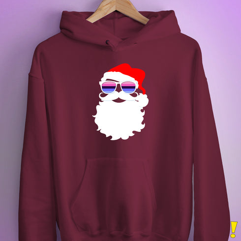 Santa’s Omnisexual Pride Flag Shades Hoodie - Maroon