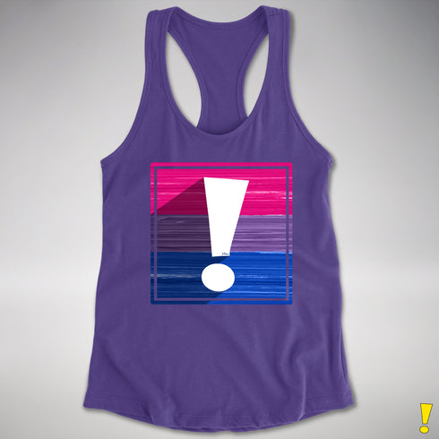 Bisexual Pride Flag Exclamation Point Racerback Tank - Purple