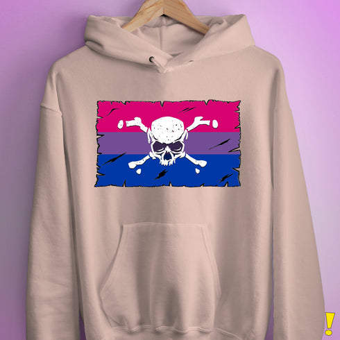 Bisexual Pride Pirate Flag Hoodie - Light Pink