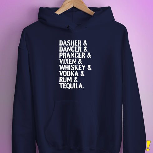 Reindeer and Alcohol List Hoodie - Navy