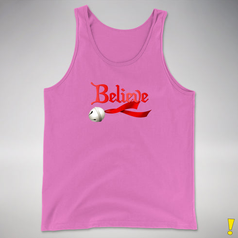 Believe Jingle Bell Premium Tank Top - Neon Pink