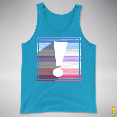 Bigender Pride Flag Exclamation Point Premium Tank Top - Neon Blue