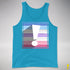 Bigender Pride Flag Exclamation Point Premium Tank Top - Neon Blue