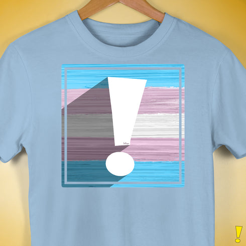 Transgender Pride Flag Exclamation Point Premium Unisex T-Shirt - Baby Blue