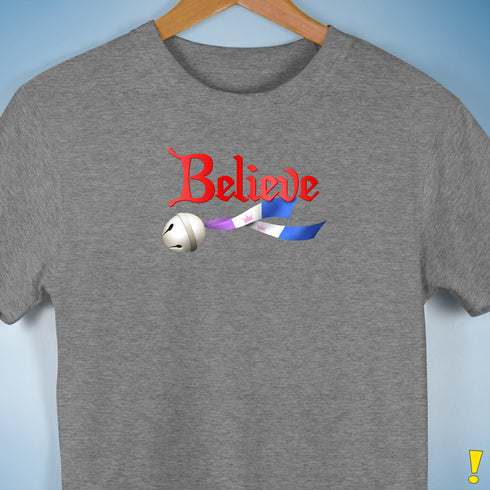 Believe Drag Pride Flag Jingle Bell Premium Unisex T-Shirt - Grey Heather