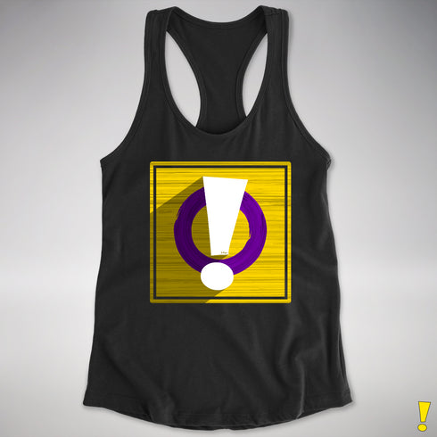 Intersex Pride Flag Exclamation Point Racerback Tank - Black