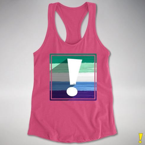 Gay Male Pride Flag Exclamation Point Racerback Tank
