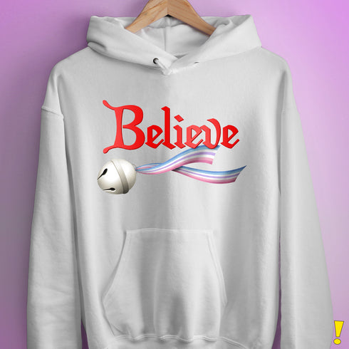Believe Bigender Pride Flag Jingle Bell Hoodie - White