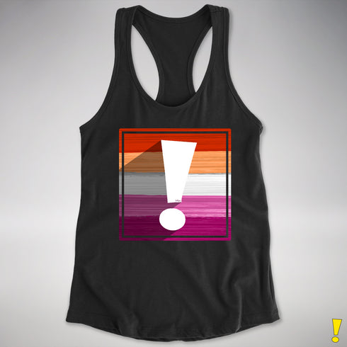 Lesbian Pride Flag Exclamation Point Racerback Tank