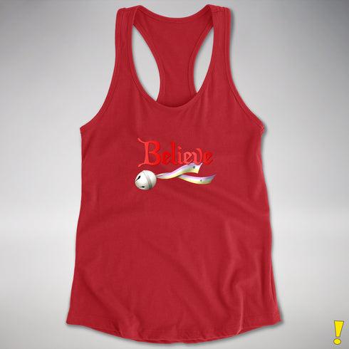 Believe Twink Pride Flag Jingle Bell Racerback Tank - Red