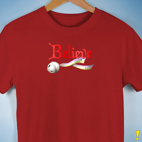Believe Twink Pride Flag Jingle Bell Premium Unisex T-Shirt - Red