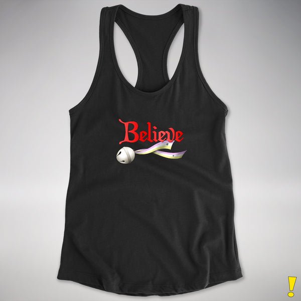 Believe Twink Pride Flag Jingle Bell Racerback Tank - Black