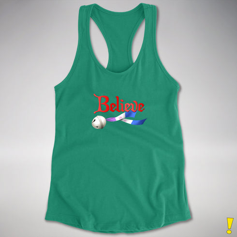 Believe Drag Pride Flag Jingle Bell Racerback Tank - Kelly Green
