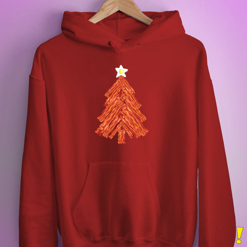Funny Bacon and Egg Christmas Tree Hoodie - Red